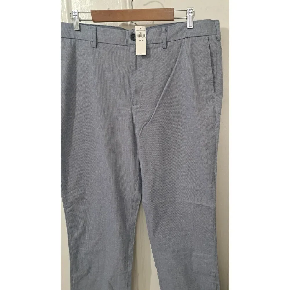 BANANA REPUBLIC Mens 38×32  Casual Cotton Spandex Pin Check Plaid Blue Pants